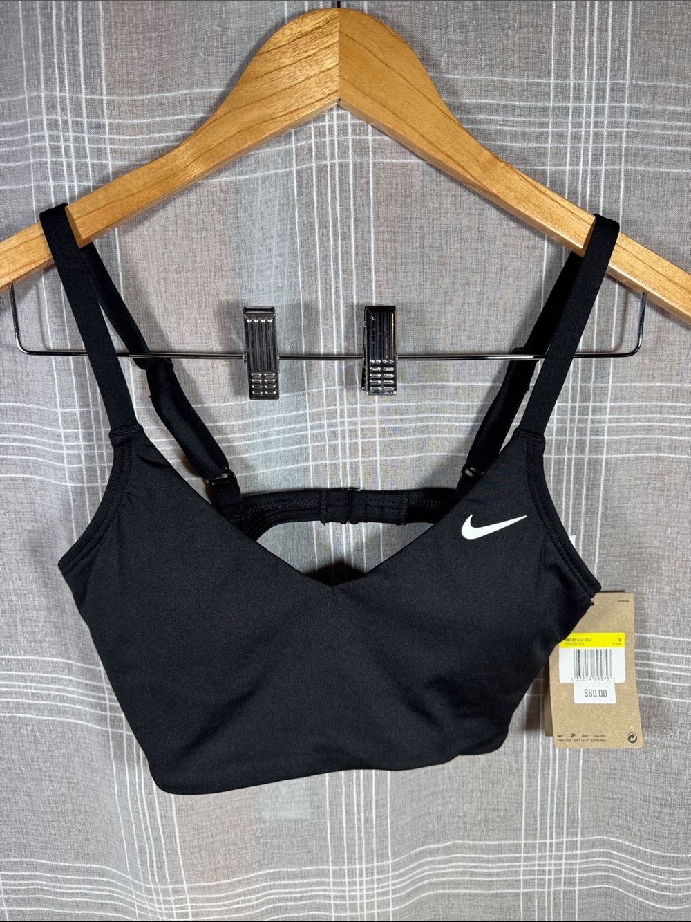 NWT Nike Swim Black Bikini Top Adjustable Straps Size Small